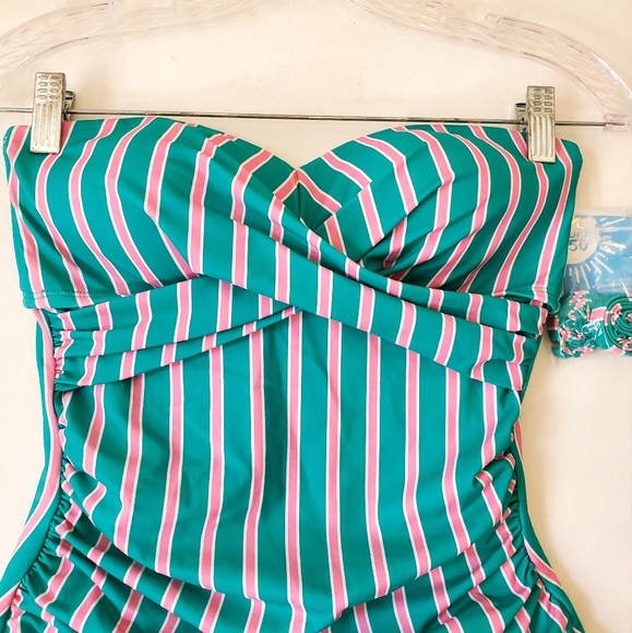 Draper James One Piece Billiard Style Striped‎ Green Pink Size Small Women NWT - Picture 4 of 12